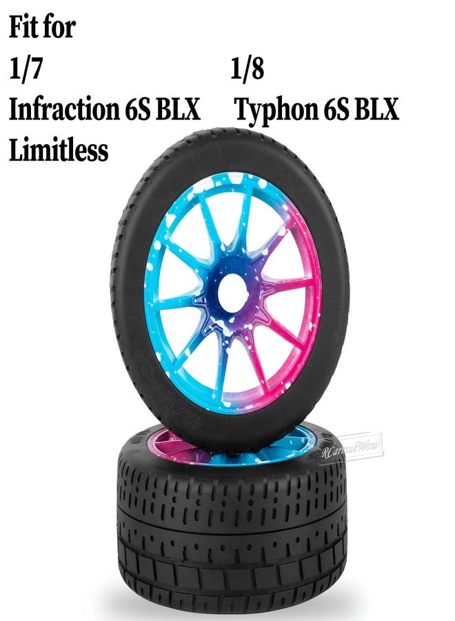 RcarmubWow Wheels and Tires Truck Tires for 1/8 Typhon 6S BLX,1/7 Infraction 6S BLX,Limitless,RC Tires Highway Tires Soft Tires Buggy Tires Off Road Racing Truck Tires,4pcs,Colorful - Image 2